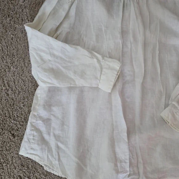 XL J. Jill White Linen Top with Gold Accents - Picture 7 of 7